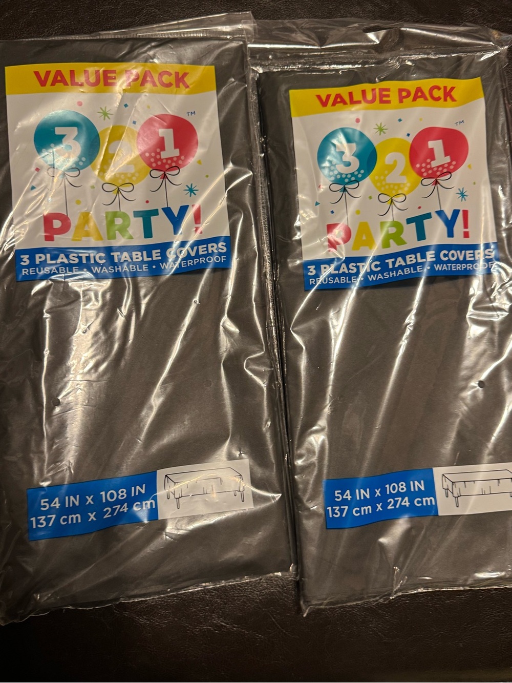 Black Plastic Party Table Covers - 2 Pack